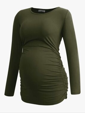 SET OF TWO - Long Sleeve Ruched Maternity Tops